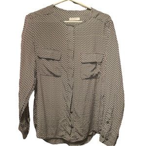 EQUIPMENT silk button down blouse | L white black